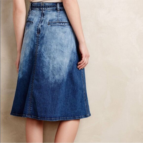 Anthropologie Pilcro and the Letterpress Distressed Denim Midi Skirt Size 2 - Picture 2 of 12